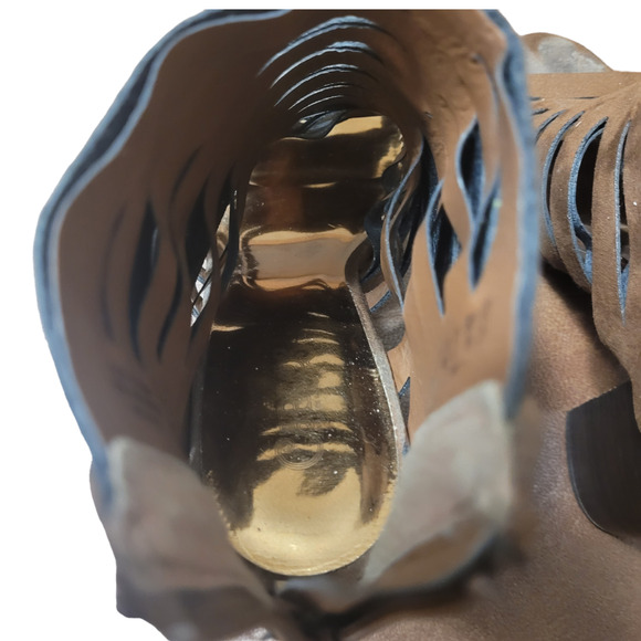 Carlos Santana Polly Gladiator Booties Brown Faux Suede Peep Toe Size 8 Edgy - Picture 9 of 9